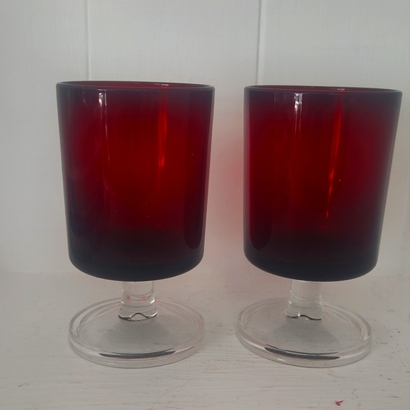 Ruby Luminarc Clear Stem 3"  Glass Goblets (4) - Picture 1 of 1